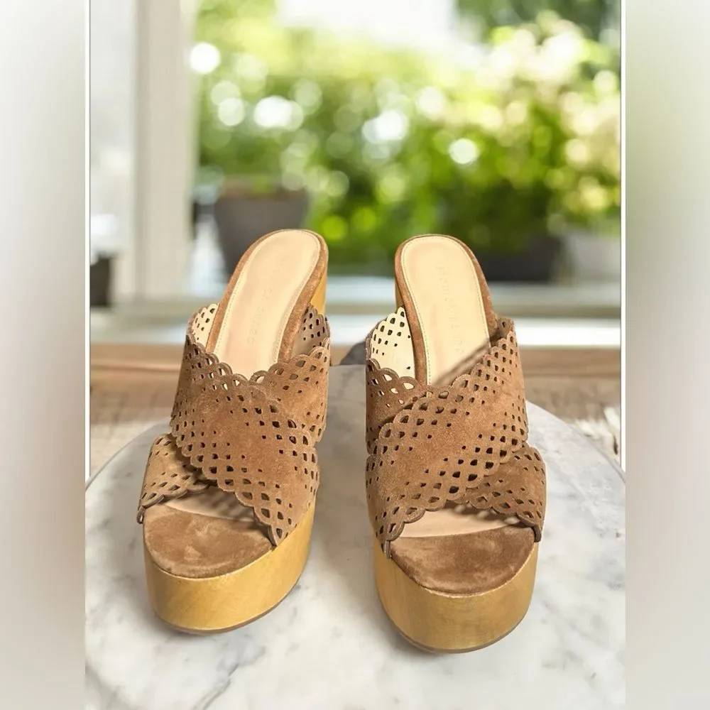 Veronica Beard Brown Suede Platform Mules